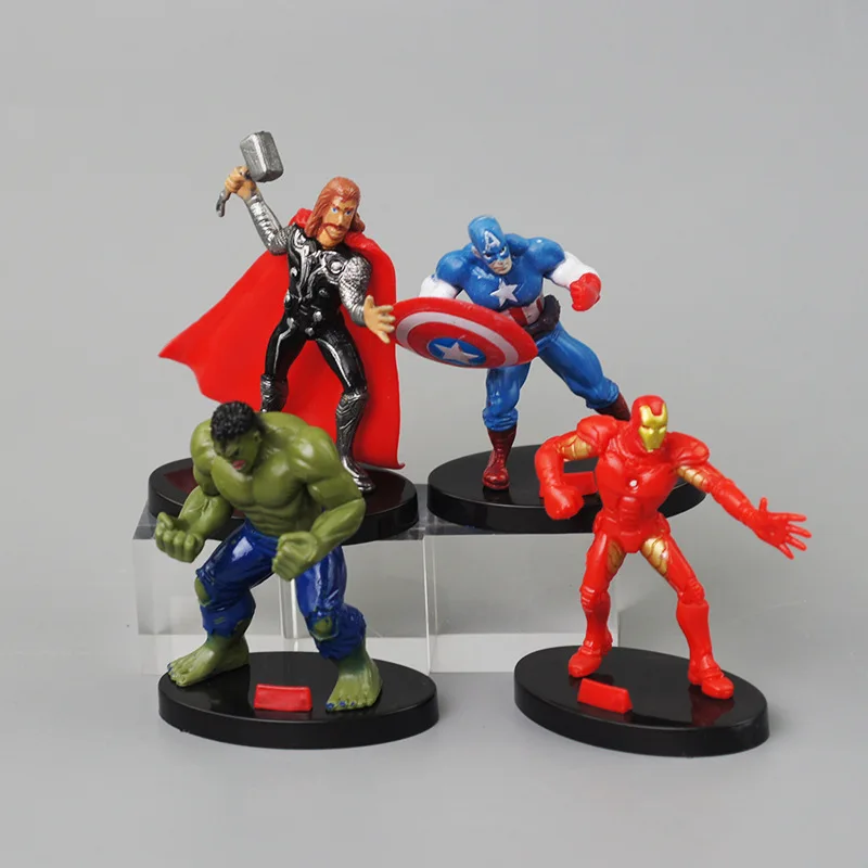 4pcs/lot 10cm Marvel Avengers Infinity War Thor Hulk Iron Man American Captain Superhero Figure Collection Model Doll Toy