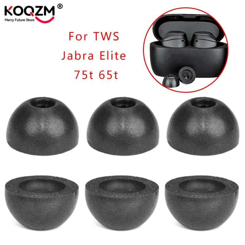 6pcs Replacement Memory Foam Ear Tips For Jabra Elite 75t 65t Ear Pads Caps For Jabra Active/7 Pro/Elite 3 Earbuds True Wireless