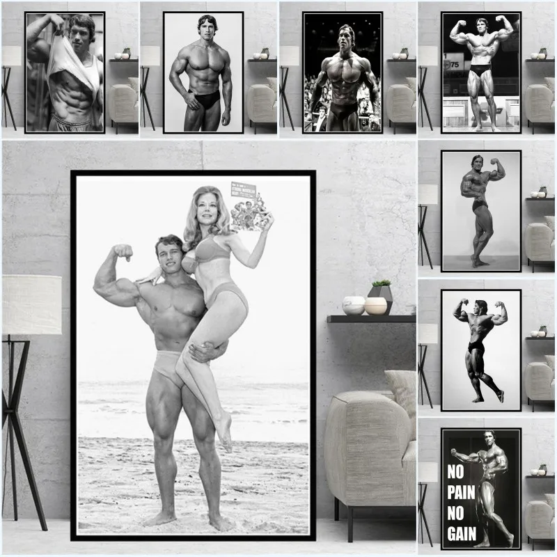 Arnold Schwarzenegger Bodybuilding Fitness GYM Workout Print Art Canvas Poster for Living Room Decoration Home Wall Picture