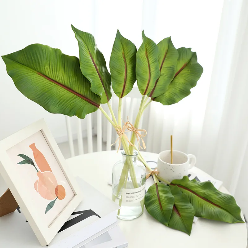 Artificial Plant Leaves PU Small Turtle Back Palm Leaf Home Garden Greening Decoration Simulation Plants Floral Wedding Decor