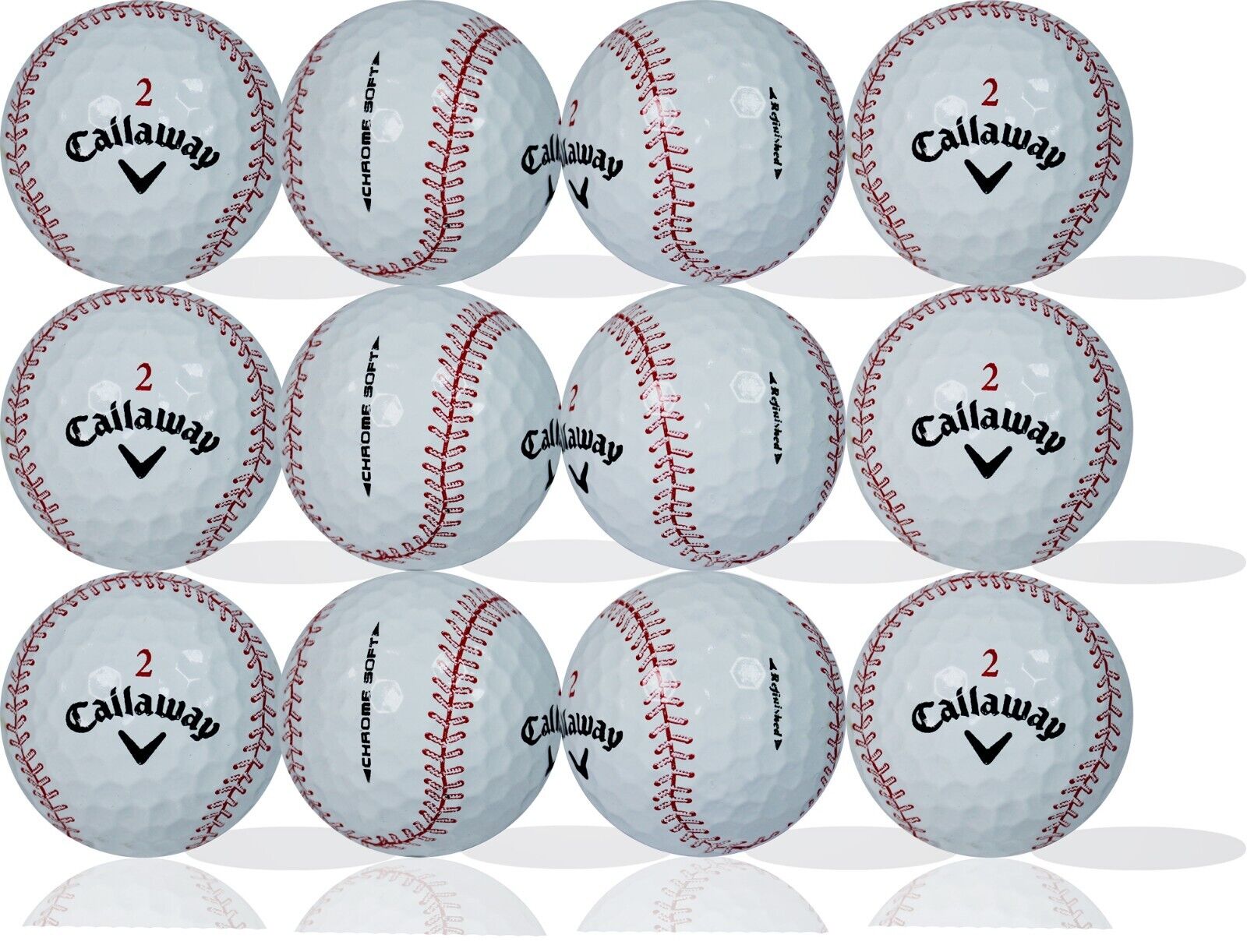Baseball Callaway Chrome soft Golf Balls Refinished 12 Pack -Christmas Packaging
