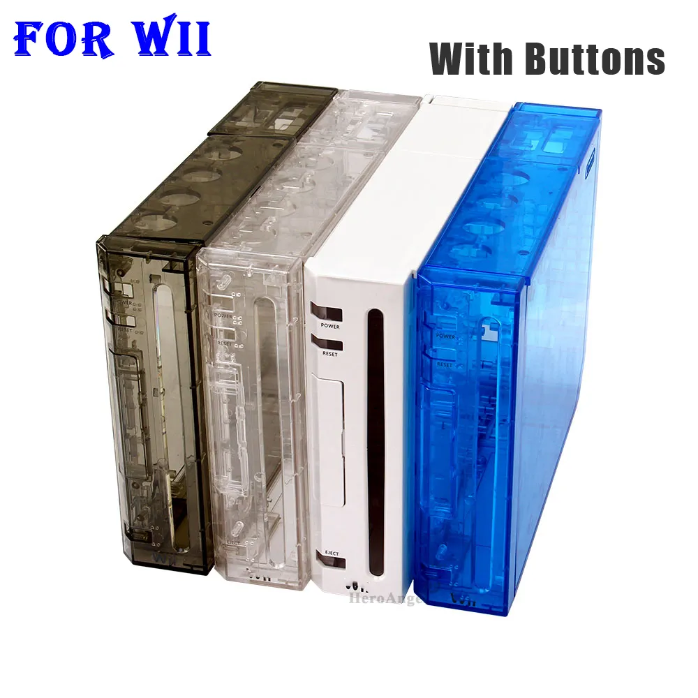 Black White Blue Transparent Color Full Set Housing Case Cover Replacement for Wii Accessories Game Console with Retail Package