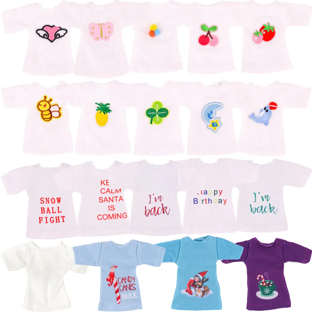 Christmas Big Elf Doll Clothes T-shirt Tops for ELF Doll Baby Toy Accessories For Elf Doll Shoes Outfit For Girl` Children Gift