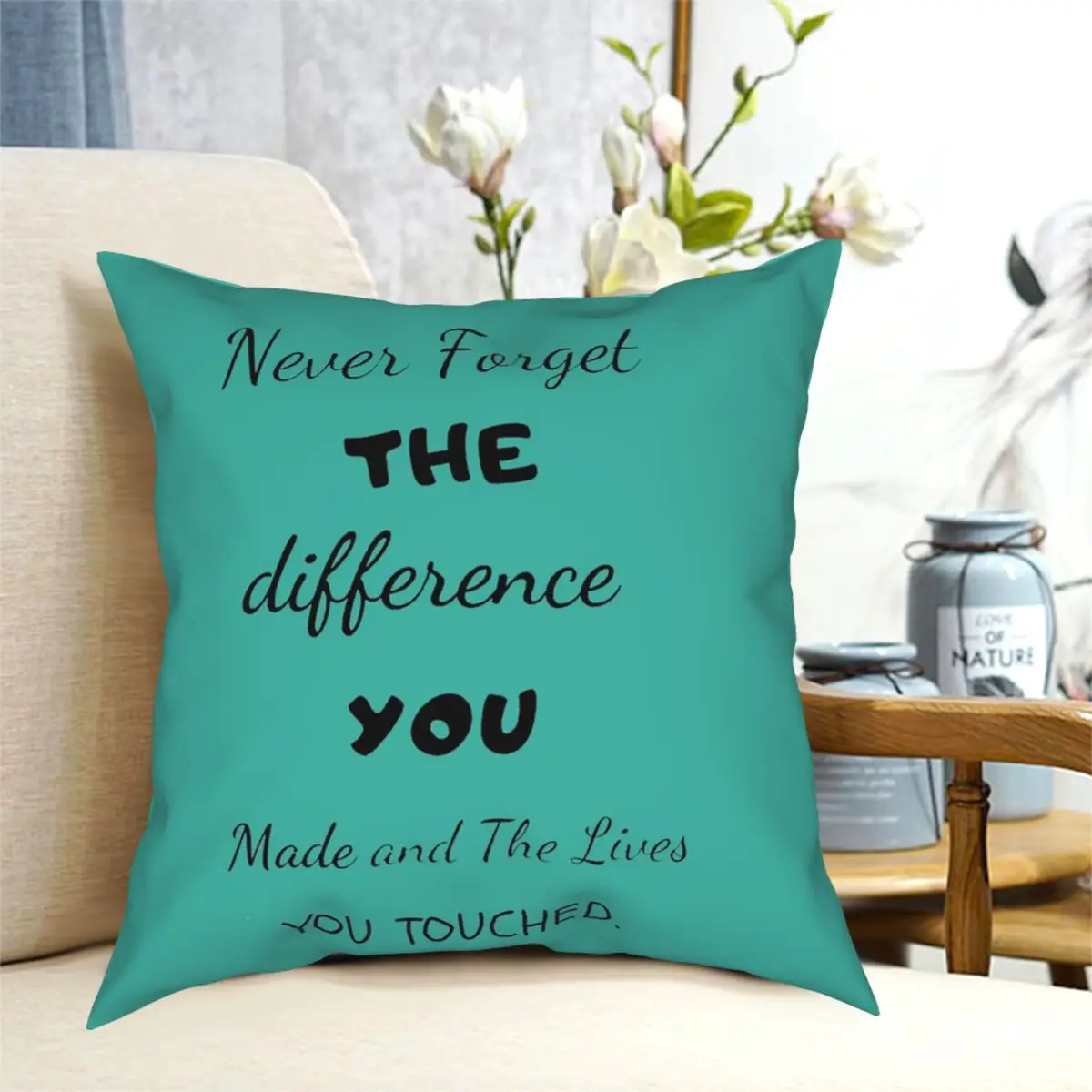 Coworker Leaving Gifts Never Forget Square Pillowcase Polyester Pattern Zipper Decorative for Sofa Cushion Case 18"