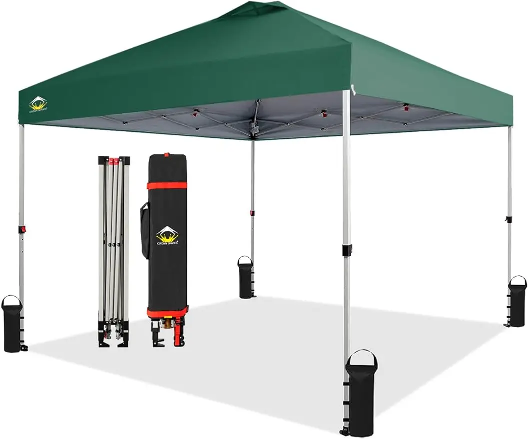 CROWN SHADES 10x10 Pop Up Canopy, Patented Center Lock One Push Instant Popup Outdoor Canopy Tent, Newly Designed Storage Bag