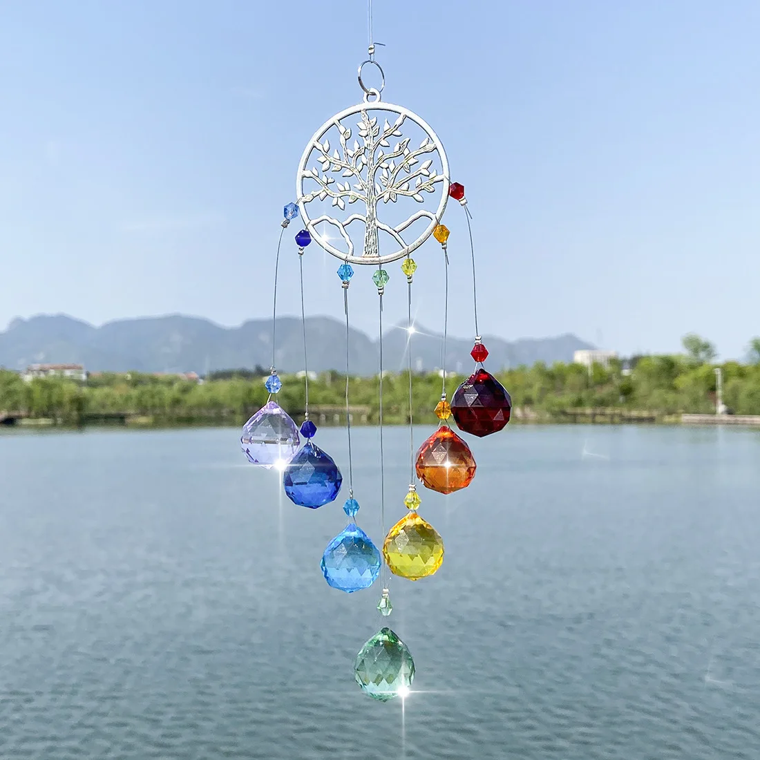 Crystal tree of life Suncatcher Prism Window Rainbow Maker Moon Crystal Ball Pendant Sun Catcher ​Hanging Ornament Garden Decor