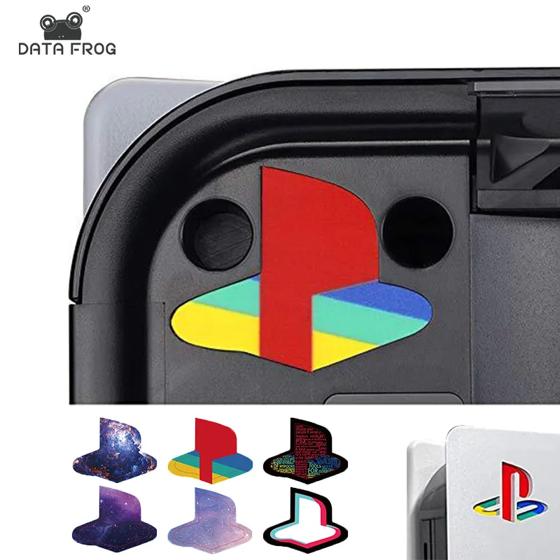 DATA FROG 6pcs Custom Vinyl Decal Skins for PS5 Console Logo Underlay Sticker For PS5 Console Disc Version & Digital Version