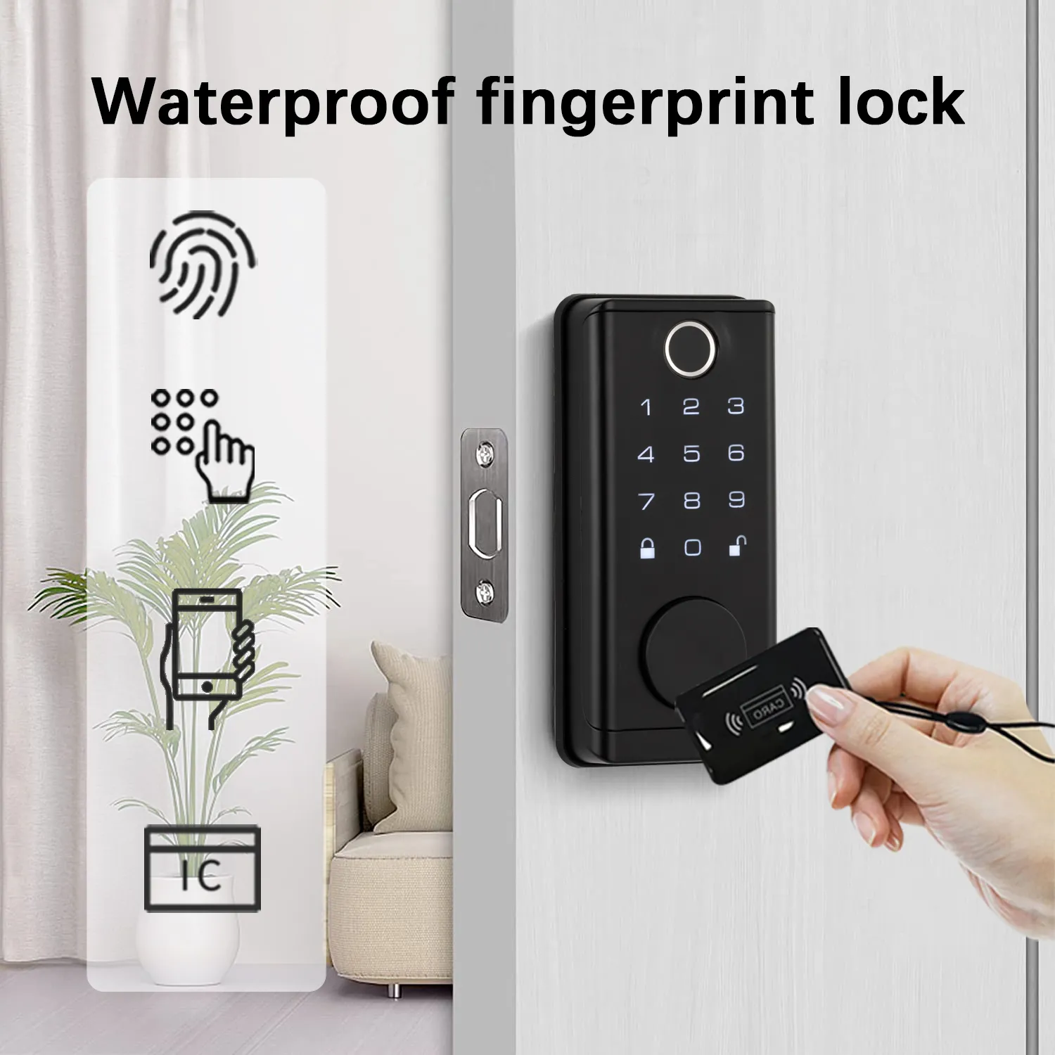 Digital Electronic Door Lock with Smart Fingerprint Password Rfid Card, Tuya Deadbolt Keyless Entry, Digital Biometric Locks