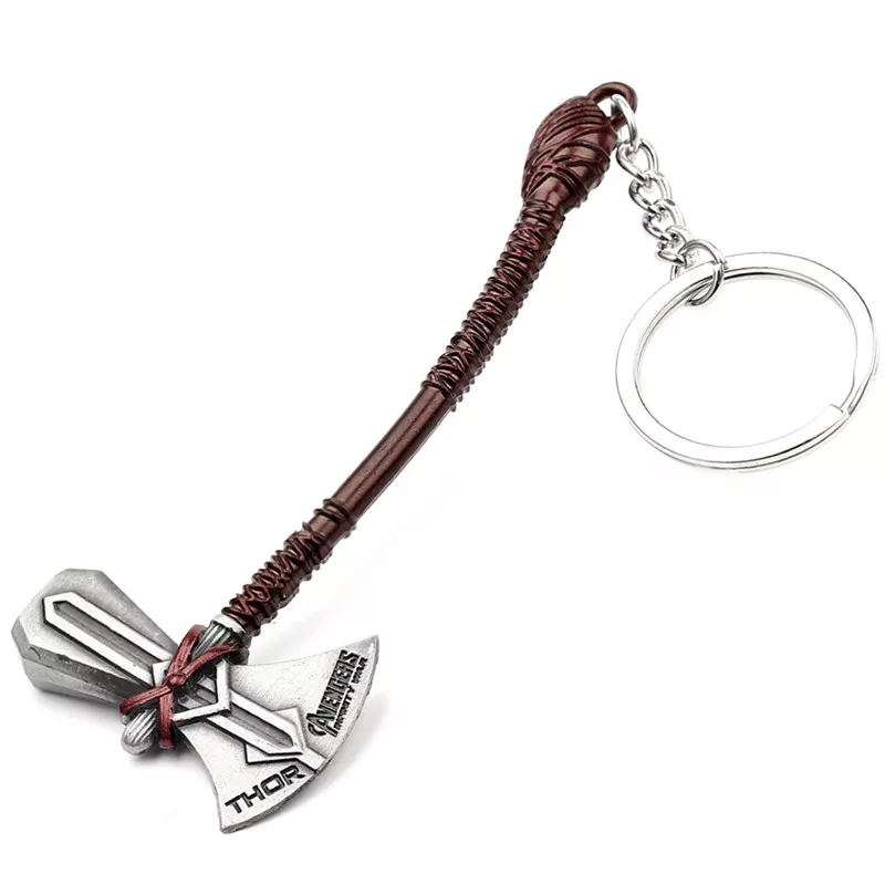 Disney Marvel Avengers 4 Infinity War Weapons Stormbreaker Keychains Thor Hammer Axe Key Ring Pendant Metal Trinkets Fans Gift