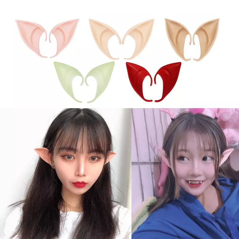 Elf Ears Halloween Costume Fairy Cosplay Accessories False Ears Props 1 Pair Angle Latex Soft Prosthetic Pointed Tips