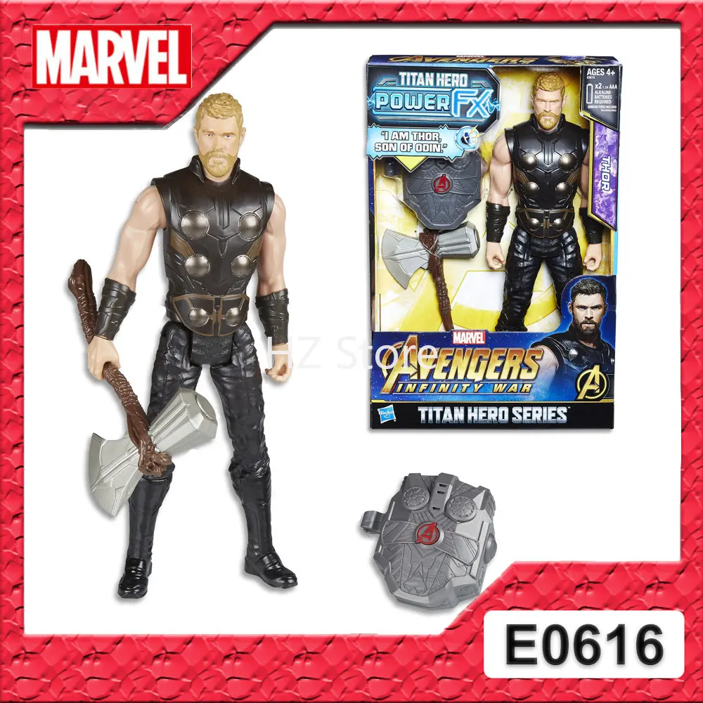 Hasbro-Infinity War Marvel Titan Hero Series Action Figure Toys for Kids, Thor Ragnarok with Power FX Pack, New Year Gift, E0616