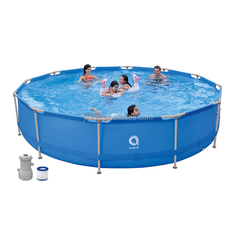Jilong Avenli round steel frame pools large container swimming pool for family garden pool