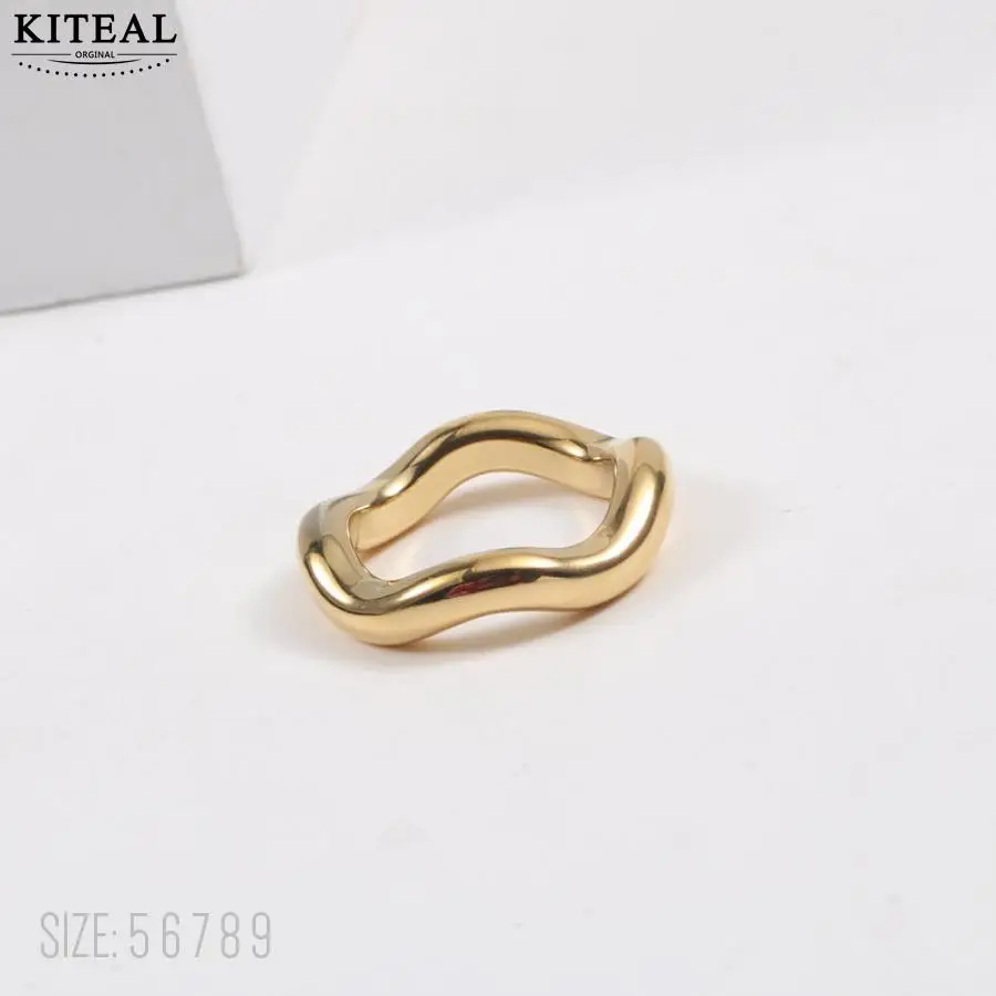 KITEAL online shopping india Gold color size 6 7 8 Female Friend rings for women Thick Wave Ring ring men High Quality Jewelry