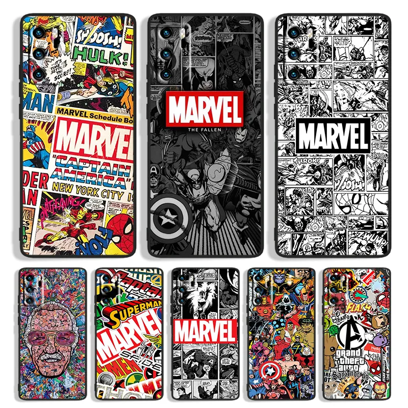 Marvel Avengers Poster For Huawei Mate 50 40 30 20X 10 Lite P Smart S Z Plus Pro 2021 2020 2019 2018 Black Phone Case