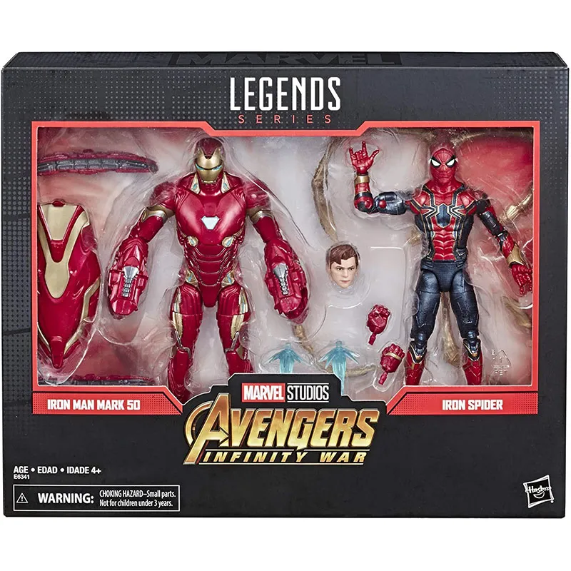 Marvel Legends Series Avengers: Infinity War Movie-Inspired Iron Man Mark 50 &amp Iron Spider Collectible Action Figure 2 Pack