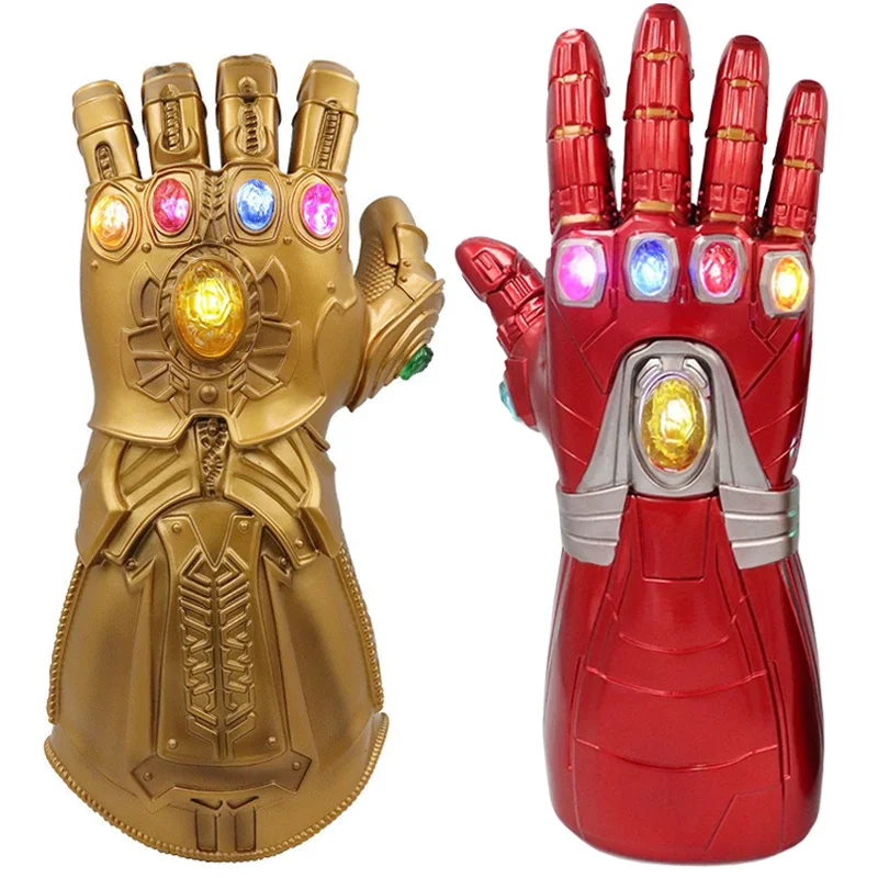 Marvel Superhero Iron Man Thanos Cosplay Infinity Gauntlet Avengers Infinity War LED Light Gloves PVC Toy Gift for Kids Adult