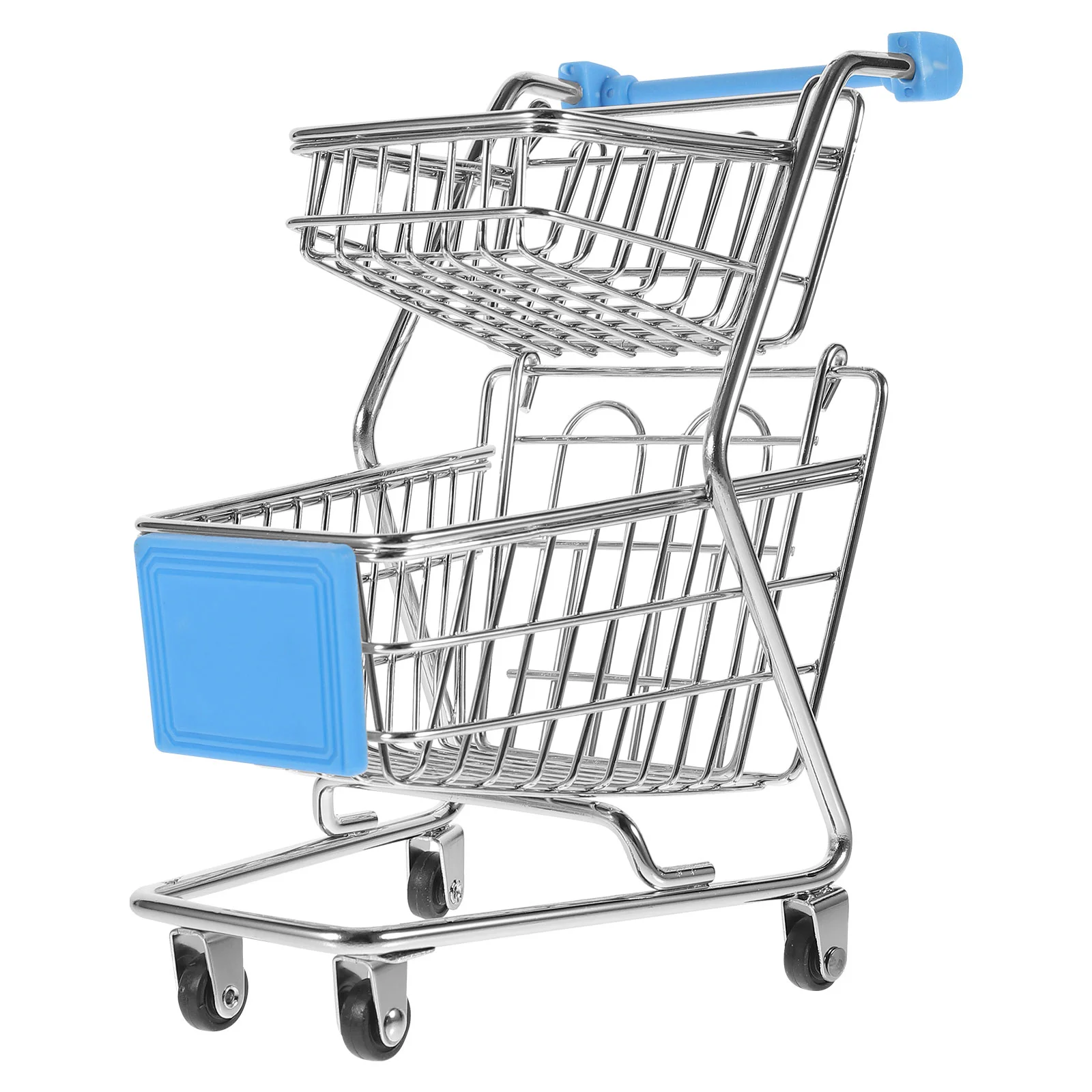 Mini Shopping Cart Trolley Make Up Holder Rack Storage Basket Toy Small Shopping Cart