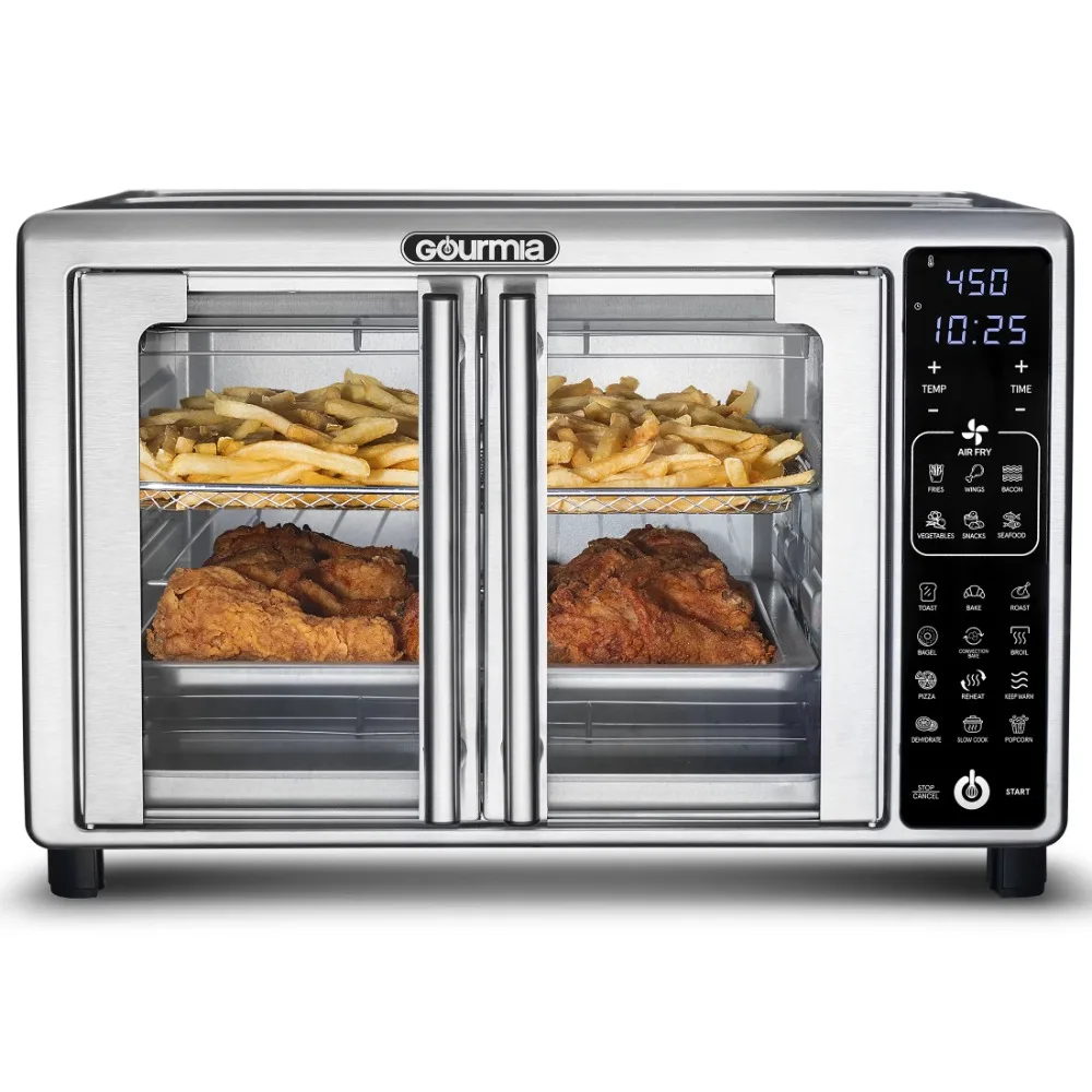 New Gourmia 6-Slice Digital Toaster Oven Air Fryer with 19 One-Touch Presets, Stainless Steel 1700 Watts