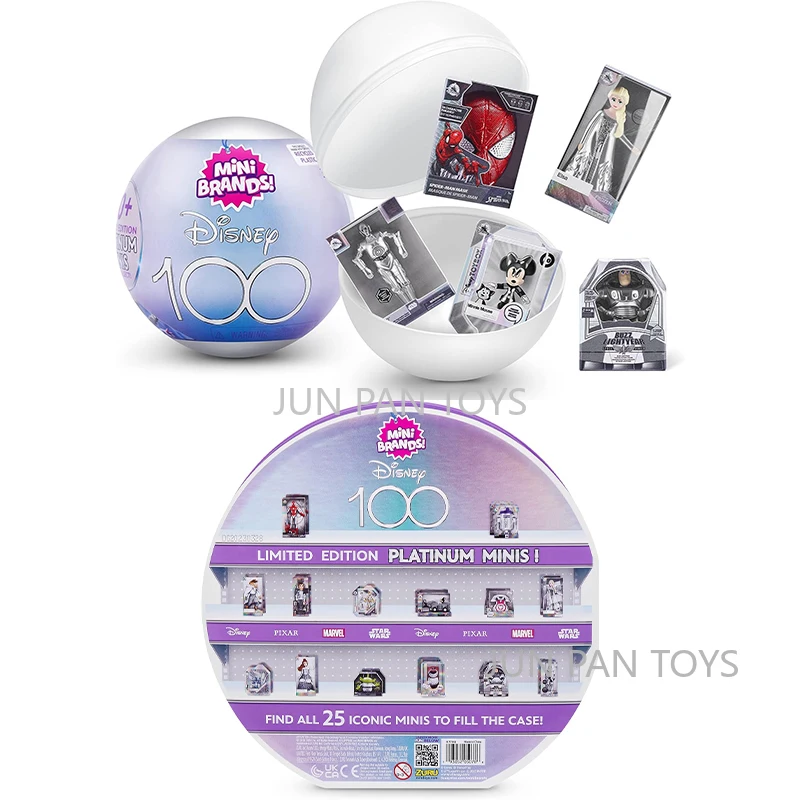 Original Zuru Mini Brands Disney 100th 5 Surprise Disney Platinum Limited Edition Mystery Real Miniature Collectible Toy Gift
