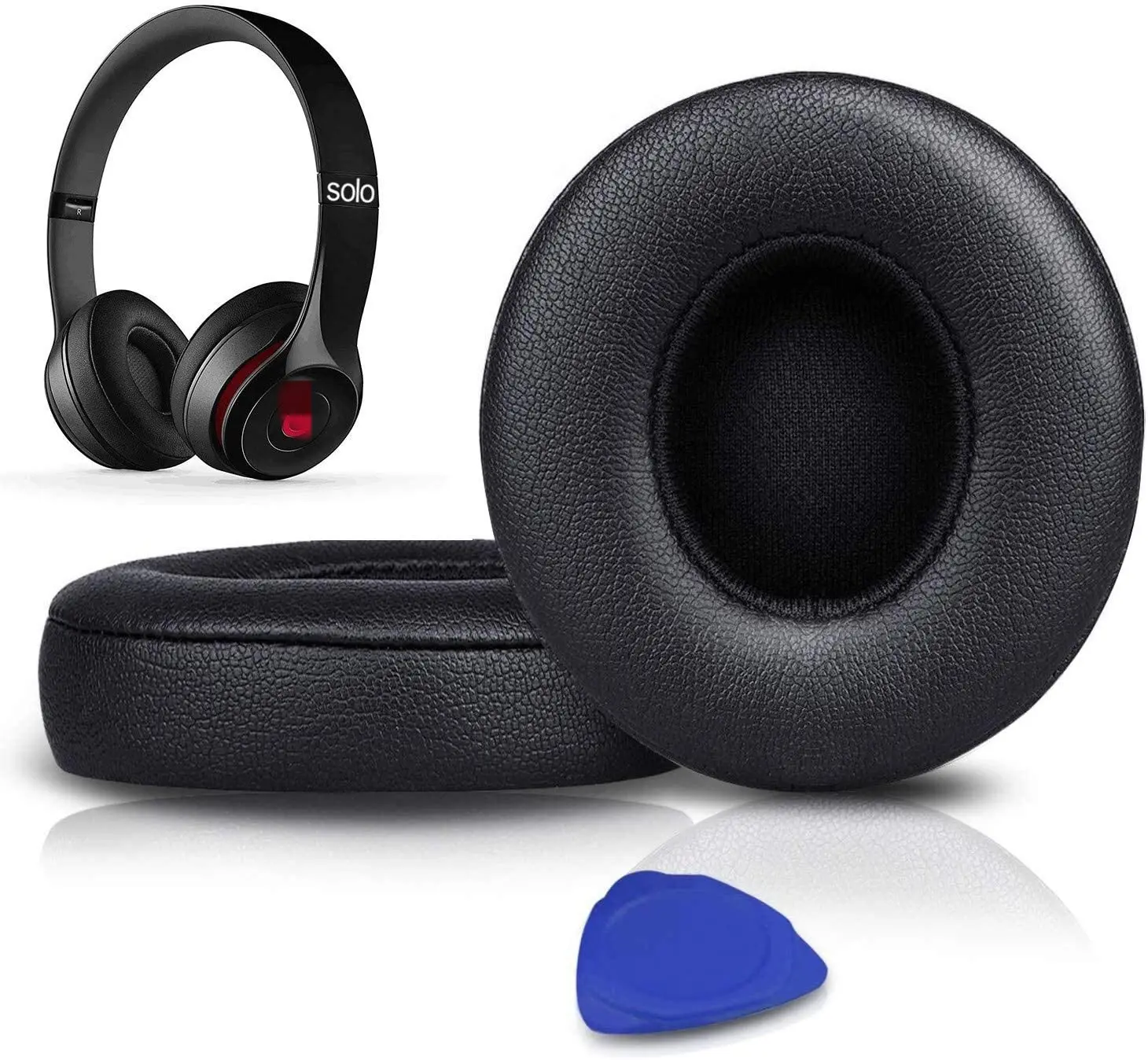 Replacement, Earpads Compatible with Beats Solo2 & Solo3 Wireless On-Ear Headphones with Soft Protein Leather/Strong Adhesive