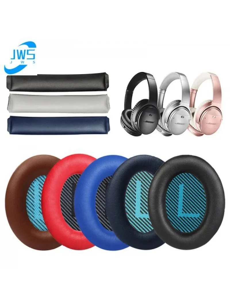 Replacement Ear pads Cushion Earmuffs Earpads with Headband For BOSE QC25 QC35 for QuietComfort 35 & 35 ii SoundTrue Headphones