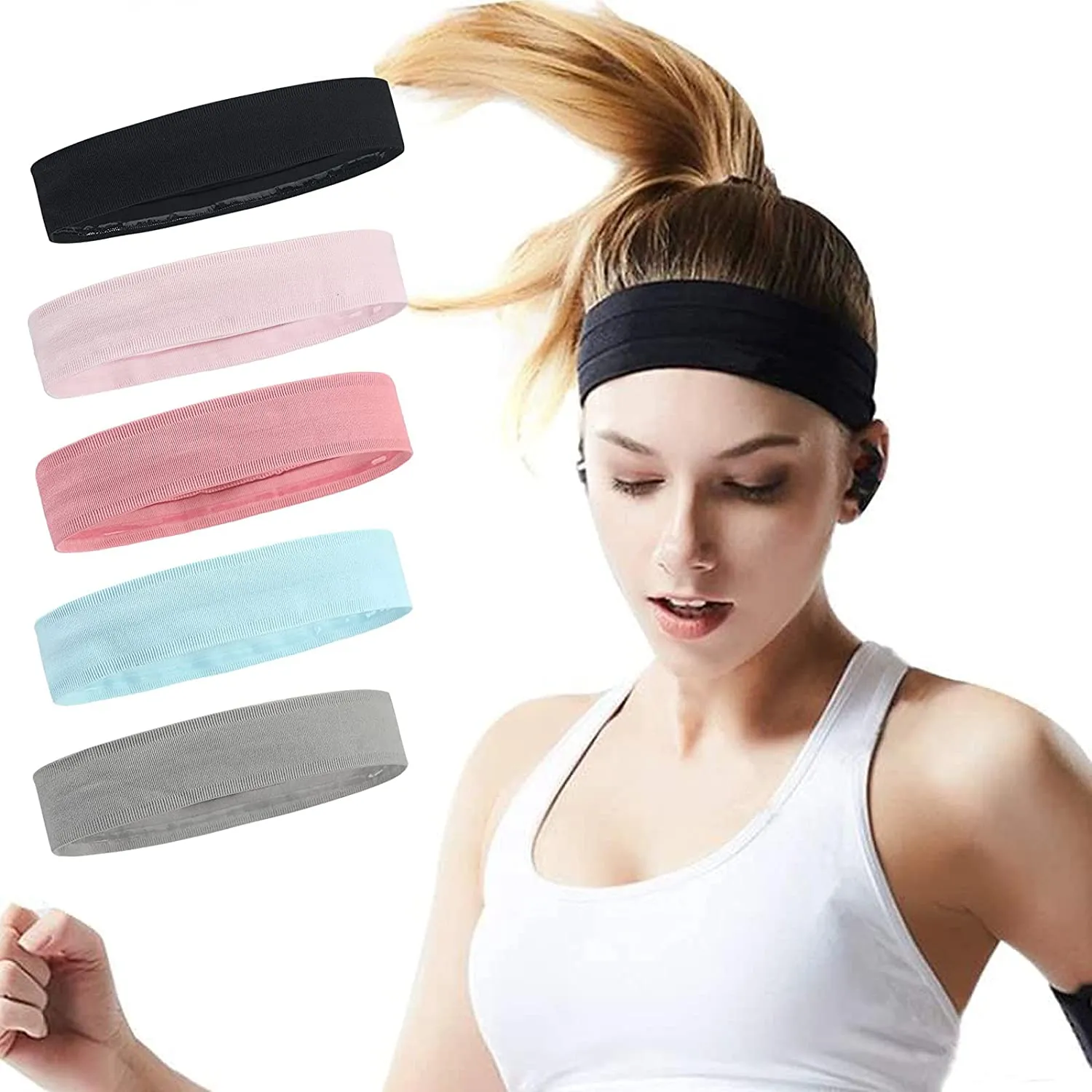 Simple Sports Hairband Non-Slip Elastic Sweat Guide Headbands For Women Solid Color Yoga Running Fitness Hair Accessories Gifts