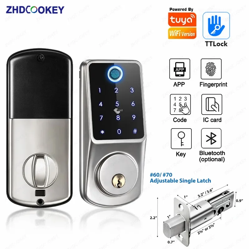 Smart APP Electronic Deadbolt Lock Fingerprint RFID Card Password Code Key Entry Tuya TTLock Smart Door Lock For House Apartment