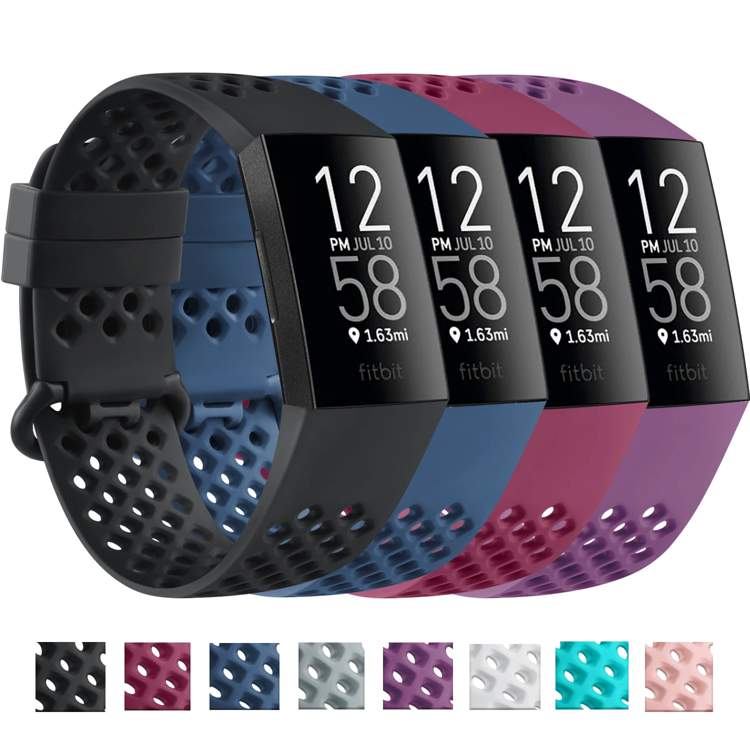 Sport Silicone Strap For Fitbit Charge 4 / Charge 3 / Charge 3 SE Band Waterproof Breathable Holes Watchband For Fitbit Charge 4