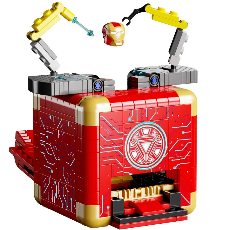 Superhero Avengers Iron Man Switch Box Armor Reactor Figure MOC Building Blocks Classic Movie Model Bricks Toys For Kids Gift