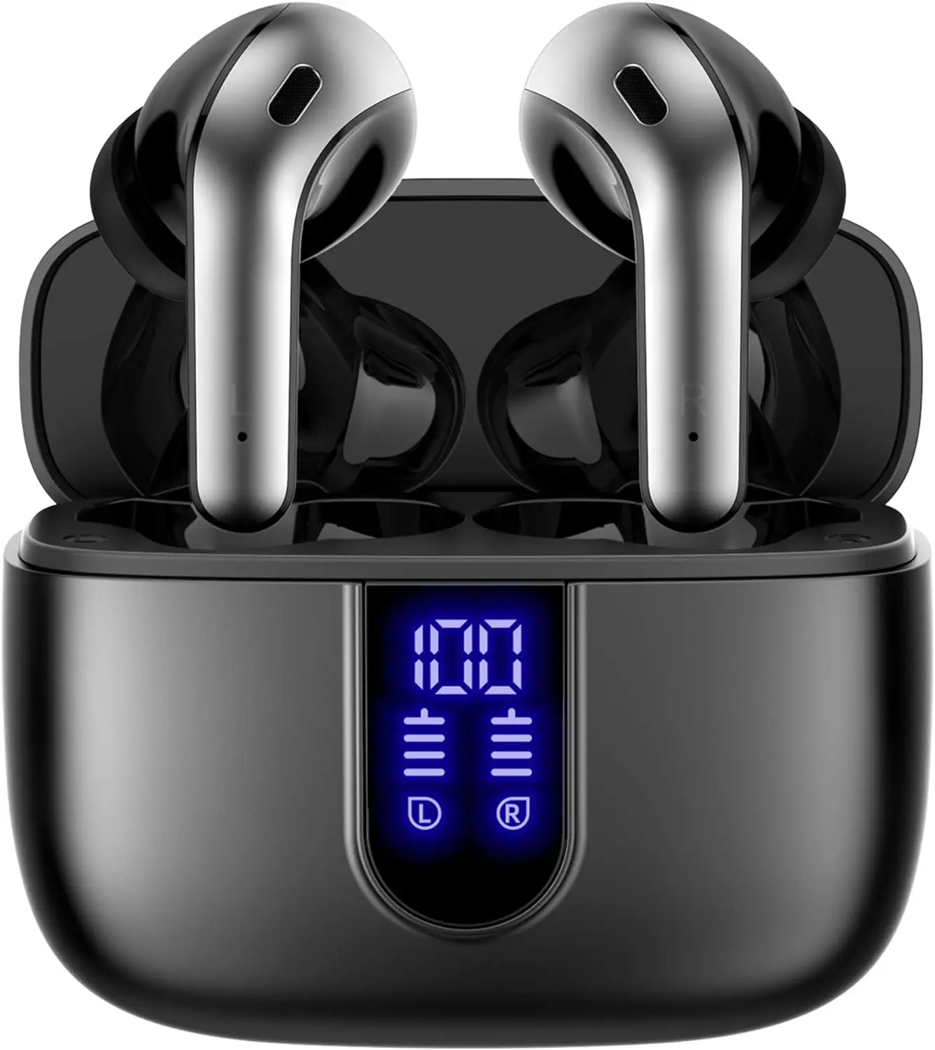 TAGRY Bluetooth Headphones True Wireless Earbuds 60H Playback LED Power Display Earphones with Wireless Charging Case IPX5