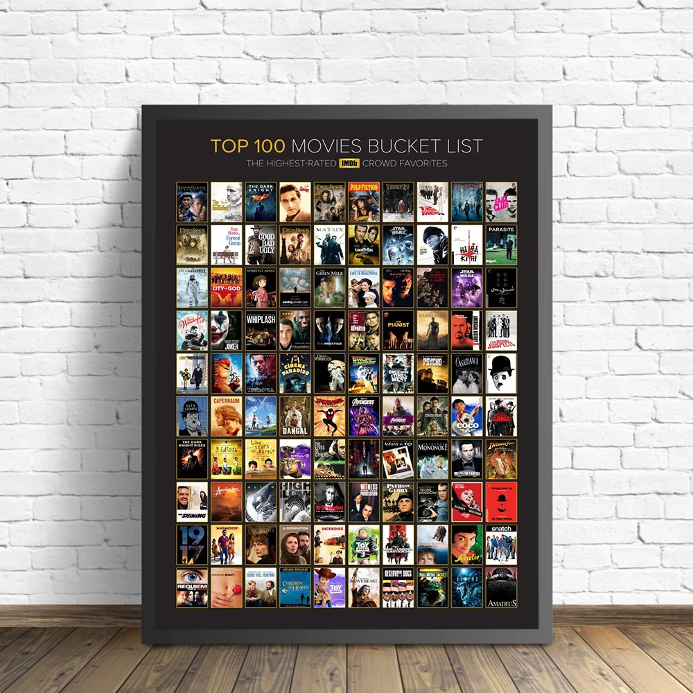 Top 100 Movies Bucket List Painting on Canvas Posters and Prints Best Movies of 2019 Cuadros Wall Art Pictures For Living Room