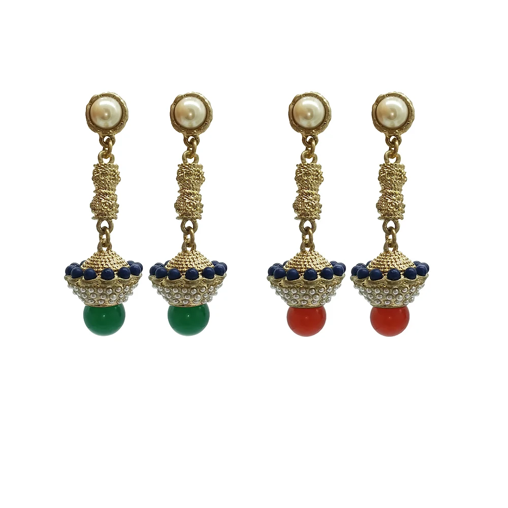 Trendy National Pearl Long Earrings For Women Bohimia Red Green High Quality Pendientes Jewelry Aretes De Mujer Online Shop