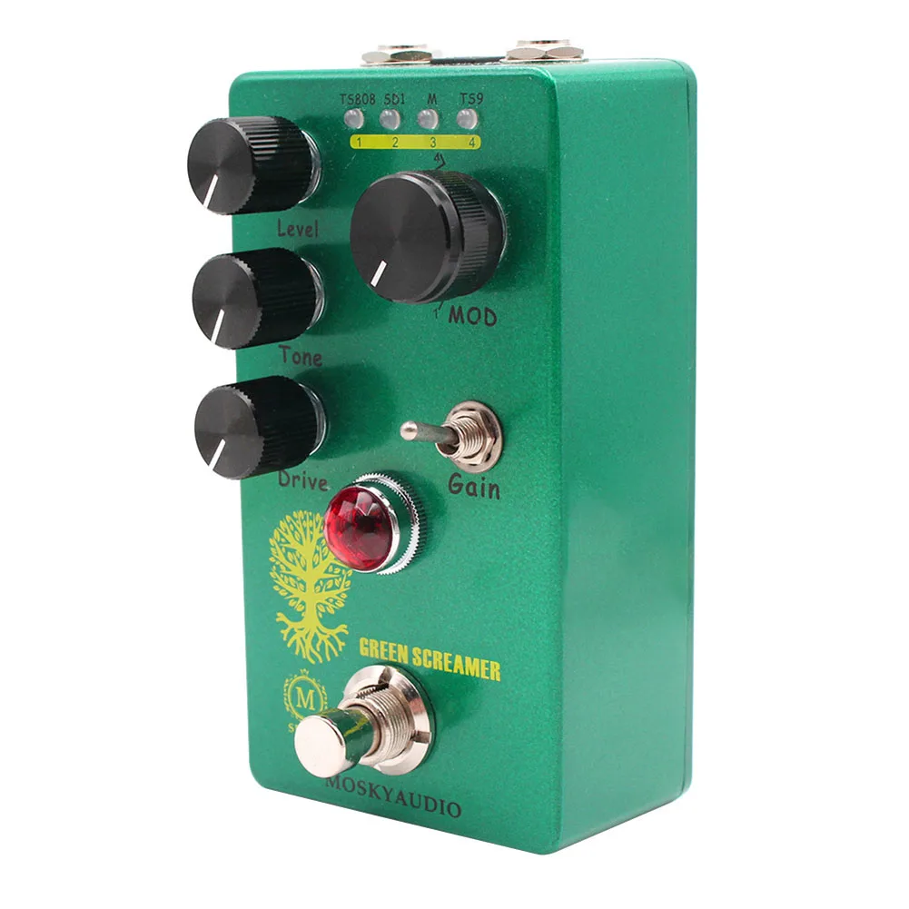 Unleash a World of Tones Mosky Green Booster Overdrive Pedal 4 Mode Selection Knob Elevate Your Musical Creativity!
