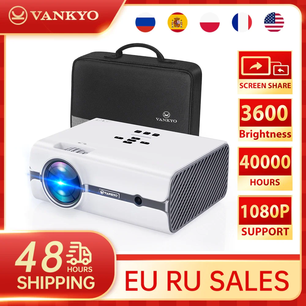 VANKYO Leisure 410XX Mini Projector 1080P 200" 4000 Portable Projector with IOS Android