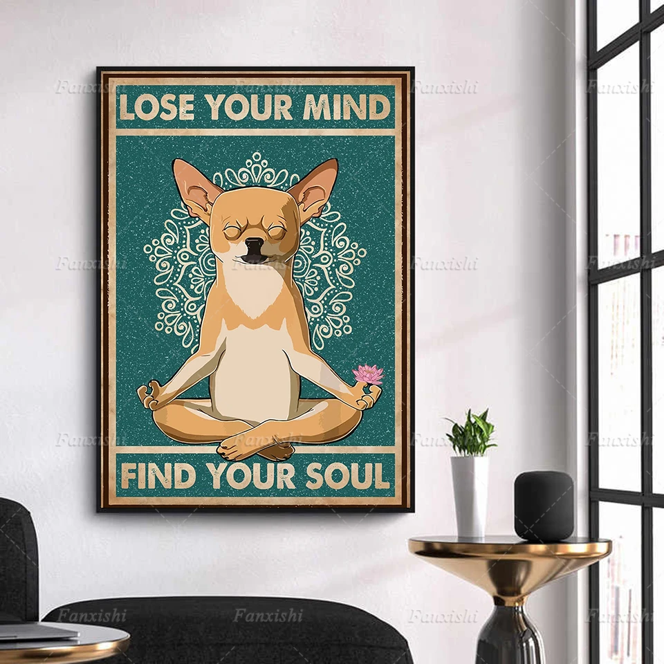 Wall Art Print Picture Lose Your Mind Find Your Soul Yoga Dog Canvas Painting Home Decor Modular Living Room Vintage Gift Poster
