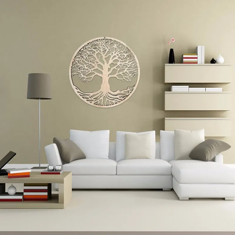 X6HD Tree of Life Wooden Wall Art Decor Hanging Wood Crafts Hollow Ornament for Home Bedroom Living Room Decoration