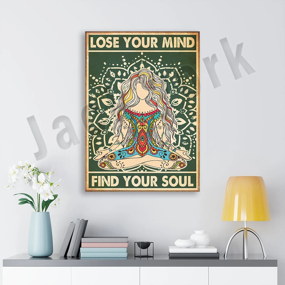 yoga meditation namaste poster lose your mind find your soul retro poster home living decor wall art, yoga gift