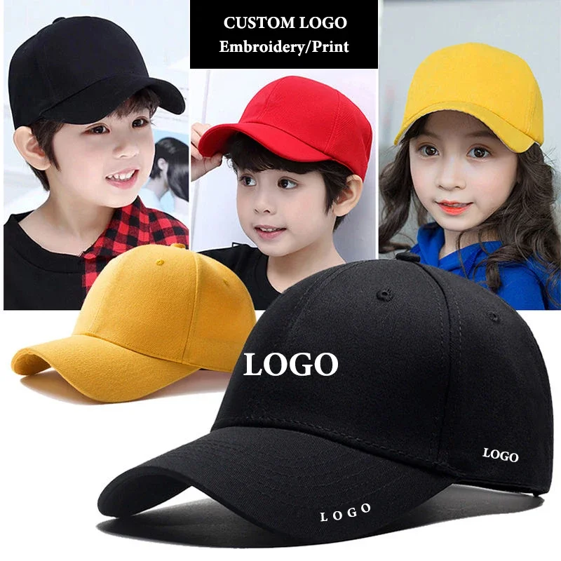 Custom Logo Children Adjustable Baseball Cap Boys Girls Casual Hip Hop Kids Dad Caps Sunshade Snapback Dad Hat for School Sports