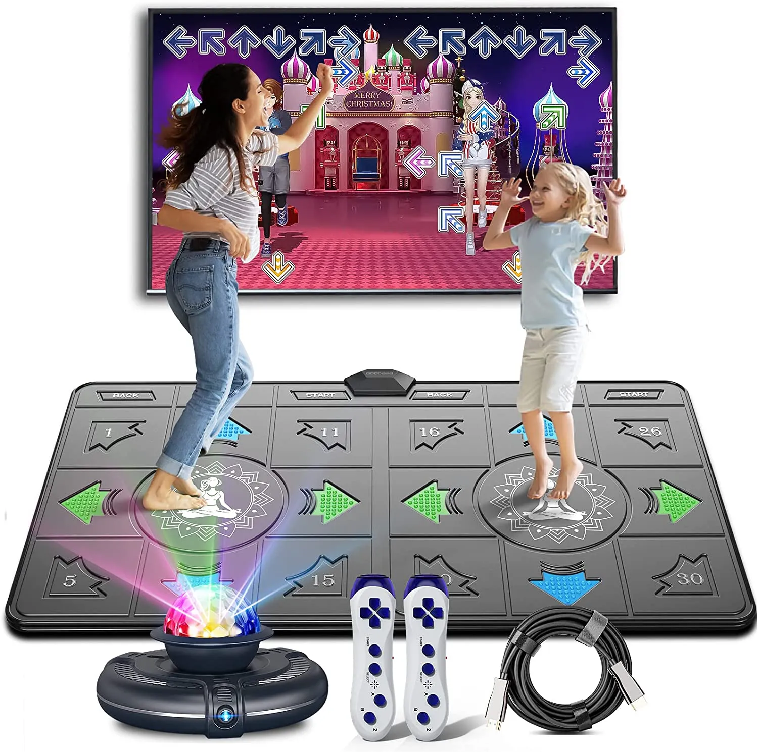 Dance Mat Game for TV/PC Double Family Sports Motion Sensing Game Non-Slip Music Fitness Carpet Birthday Gift for Kids/Adults