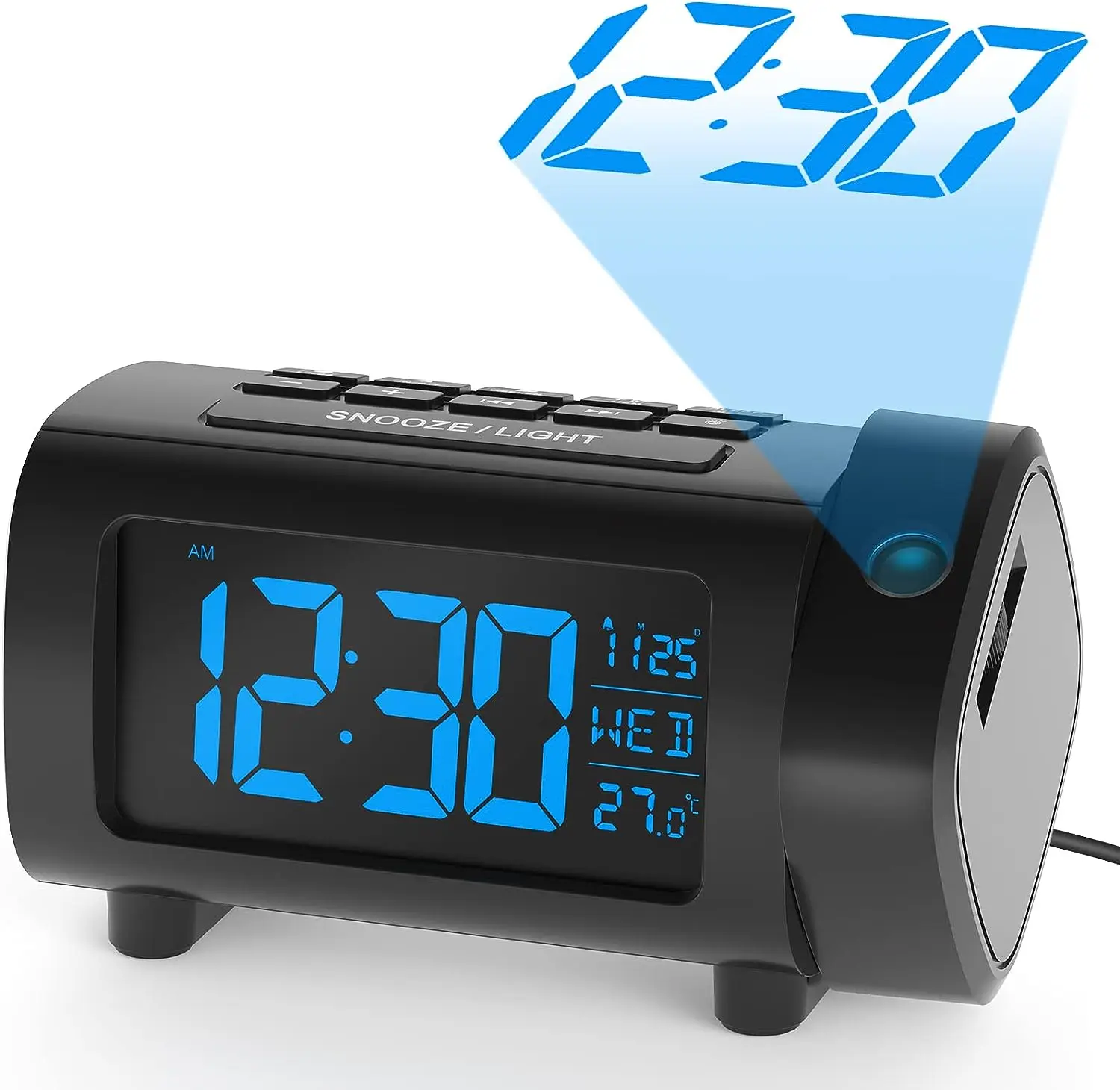 Digital Projection Alarm Clock Electronic Radio Alarm Clock Temperature Projection Time Bedroom Bedside Table Mute Clock