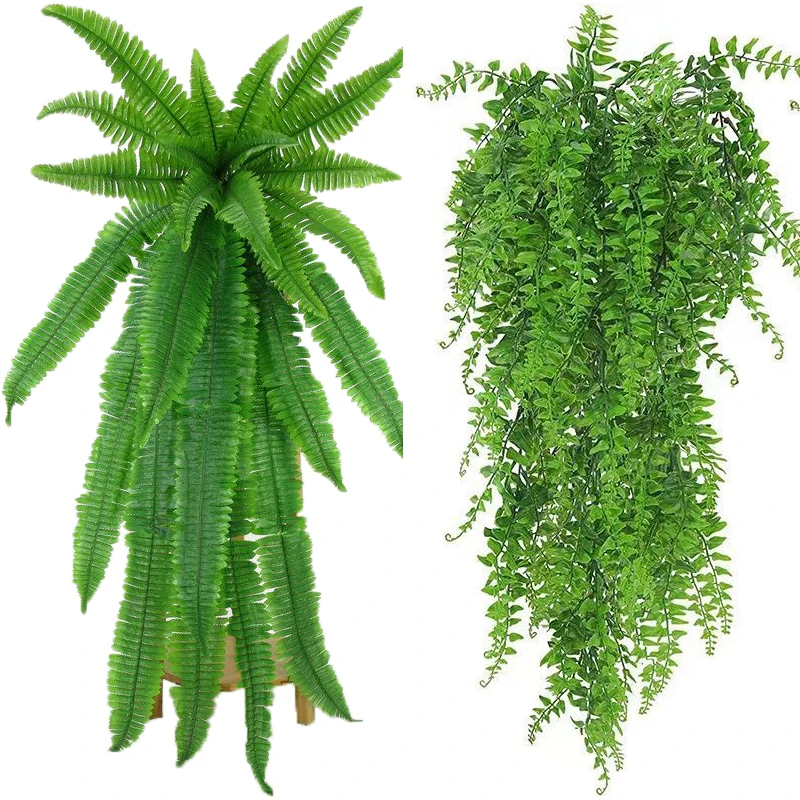 Large Hanging Artificial Plants Greenery Fern Grass Green Plants Wall Decor Fake Flower DIY Wedding Party Home Garden Decoration