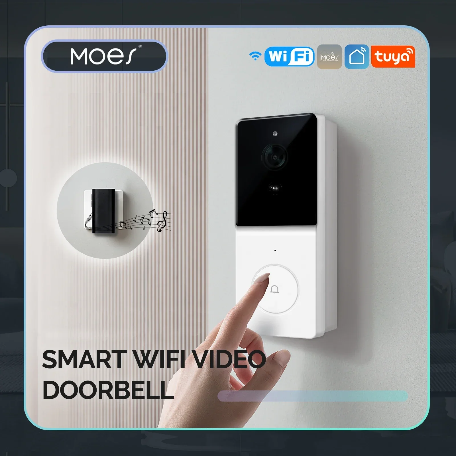 MOES Tuya Smart WiFi Video Doorbell Camera with 2-Way Audio Intercom, Night Vision & Wireless Door product Home Security