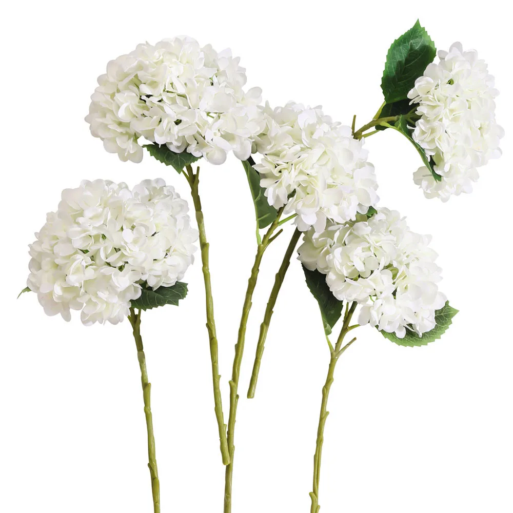 PARTY JOY 5Pcs Silk Hydrangea Branch Artificial Flowers Bridal Bouquet for Wedding Office Party Garden Home Crafts DIY INS Decor