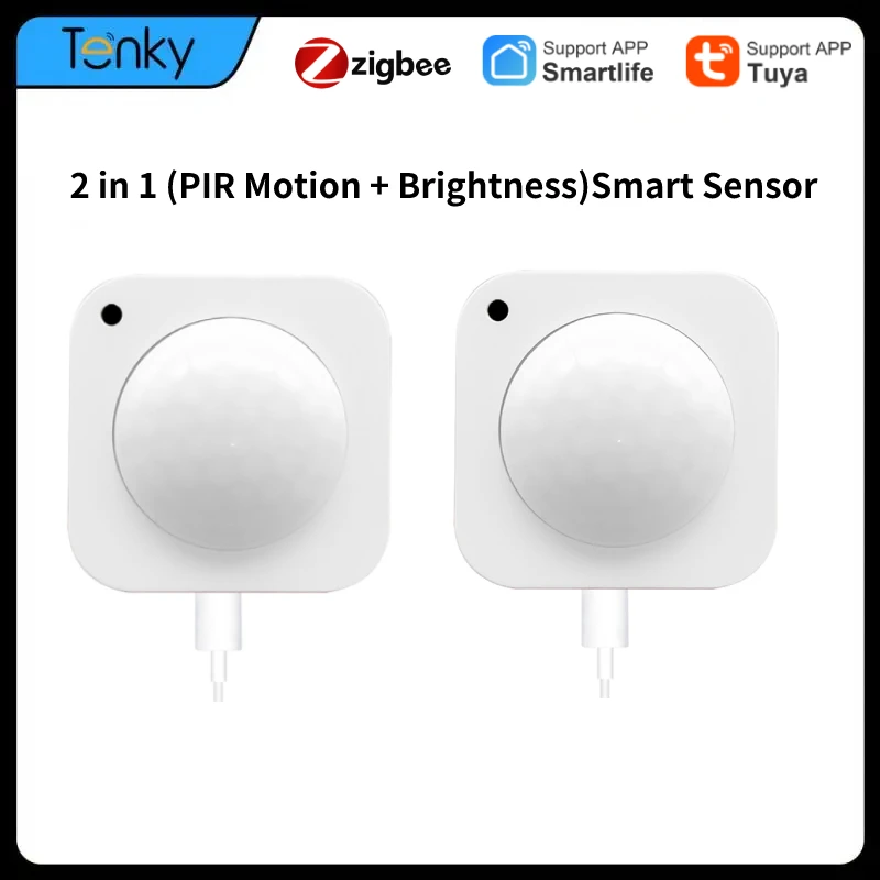 Tuya 2 In 1 Zigbee PIR Motion Sensor Brightness Wireless Infrared Detector Smart Life Control Security Production Home Automatio