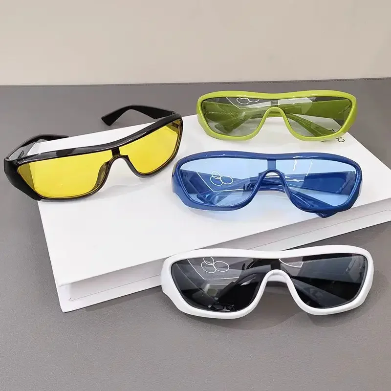 Futuristic One-piece Mirror Personalized Sunglasses Women Men 2025 Y2K Steampunk Goggles Rave Party Glasses UV400